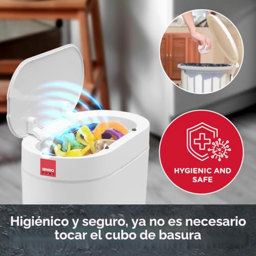 Cubo de basura con sensor de 5L Sensio Home automático blanco 3