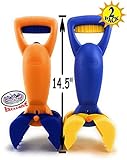 Matty's Toy Stop 14.5' Plastic Sand Grabber Claw Scoops for Sand & Beach (Blue/Yellow & Orange/Blue)...
