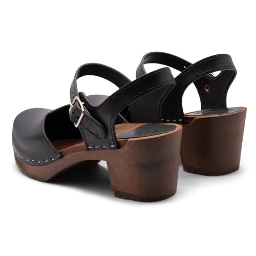 Image of Sandgrens Handmade Swedish Wood Clogs for Women, High Heel Sandal | Victoria