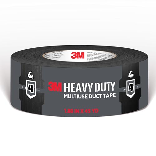 3M Black Duct Tape, 1.88in x 45yd, 1 Roll, Heavy Duty Multi-Surface, Temporary Solutions for Sealing, Holding, and Reinforcing, Tear by Hand Vertically and Horizontally, Staple for Every Toolbox