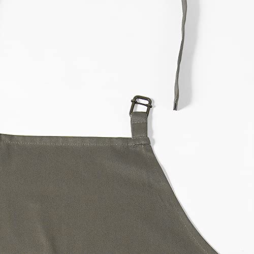Image of HPD Half Price Drapes Aprons for Men Women with Large Pockets Adjustable Unisex PRTW-S03-AP Solid Cotton, 27 X 34 Inch, River Rock Grey