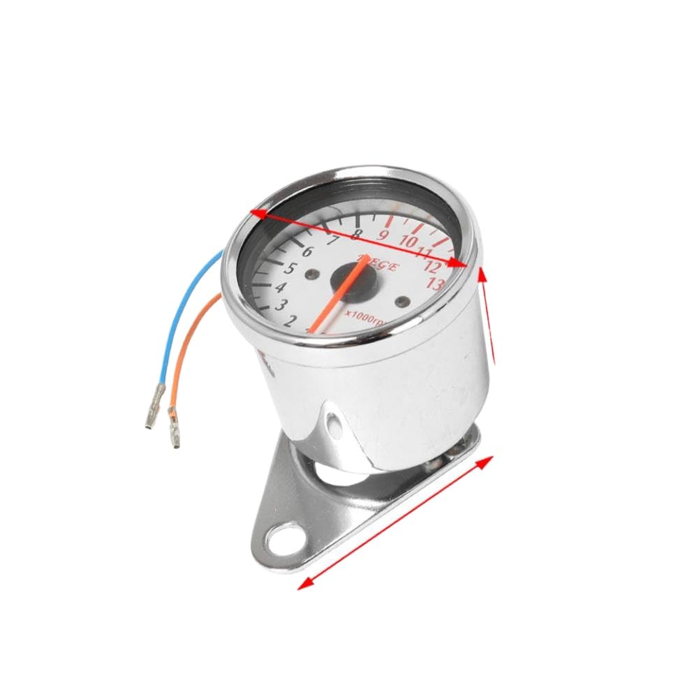 Contagiri per moto retrò 0-13000 RPM Contagiri Schermo LED DC12V Tachimetro universale in metallo compatibile con la maggior parte dei motocicli 12V