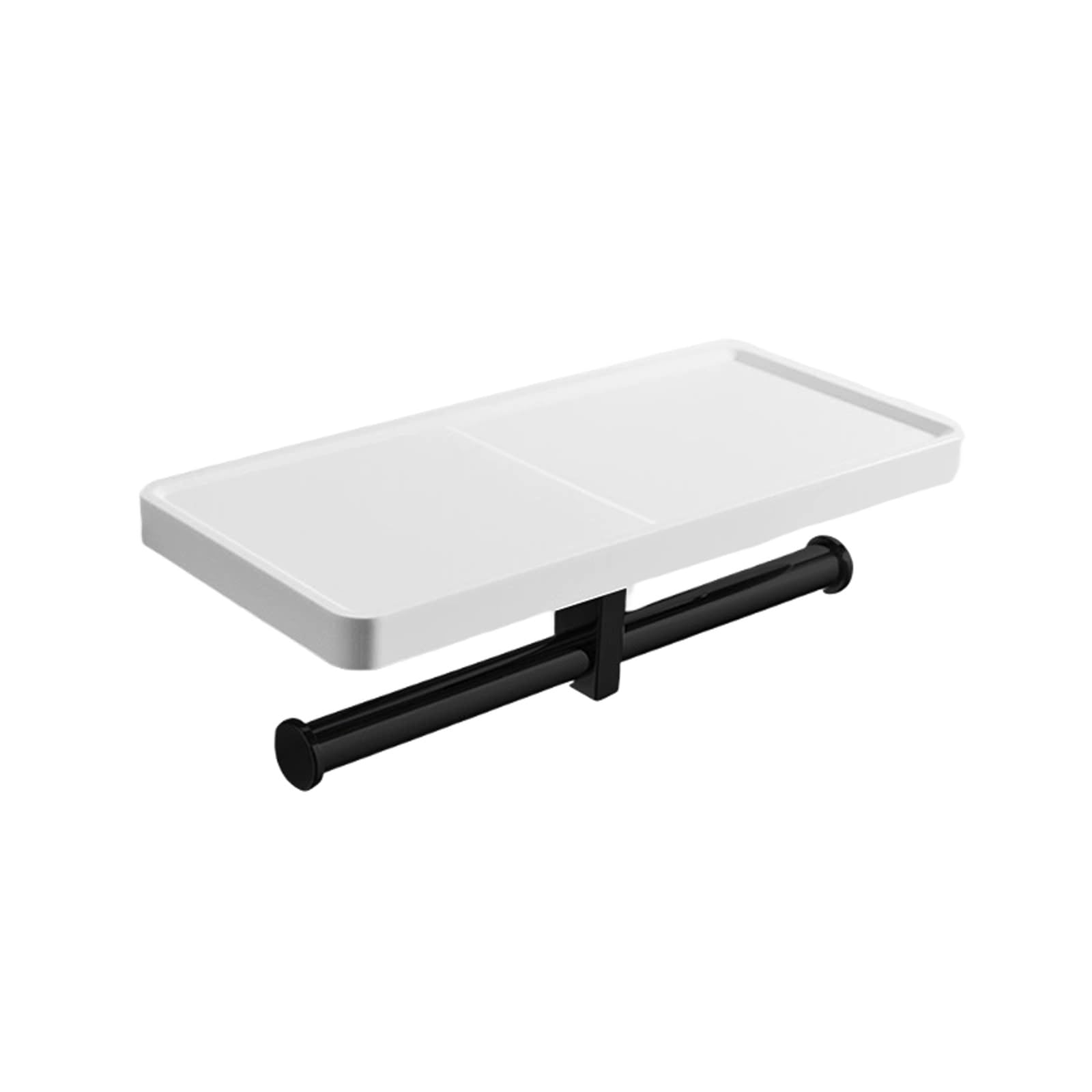 Portarotolo Doppio for Carta igienica, portarotolo da Parete for Bagno, Dispenser di Carta igienica Commerciale con ripiano for Telefono(Black And White)