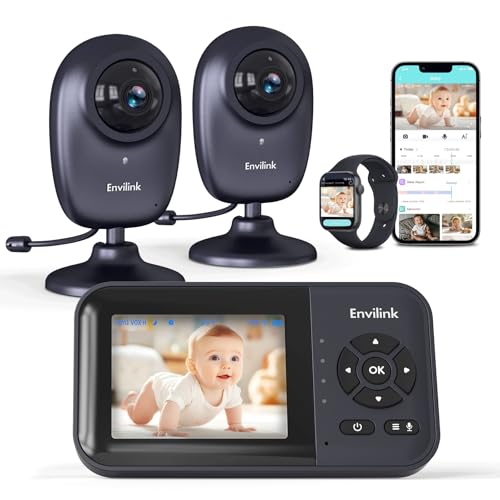Image of Envilink No WiFi Baby Monitor, 2 Cameras Pan-Tilt-Zoom with 1080P, 2-Way Talk, Night Vision, VOX, 5 Lullabies, 1200ft Long Range 2.8" LCD Display for Home Use