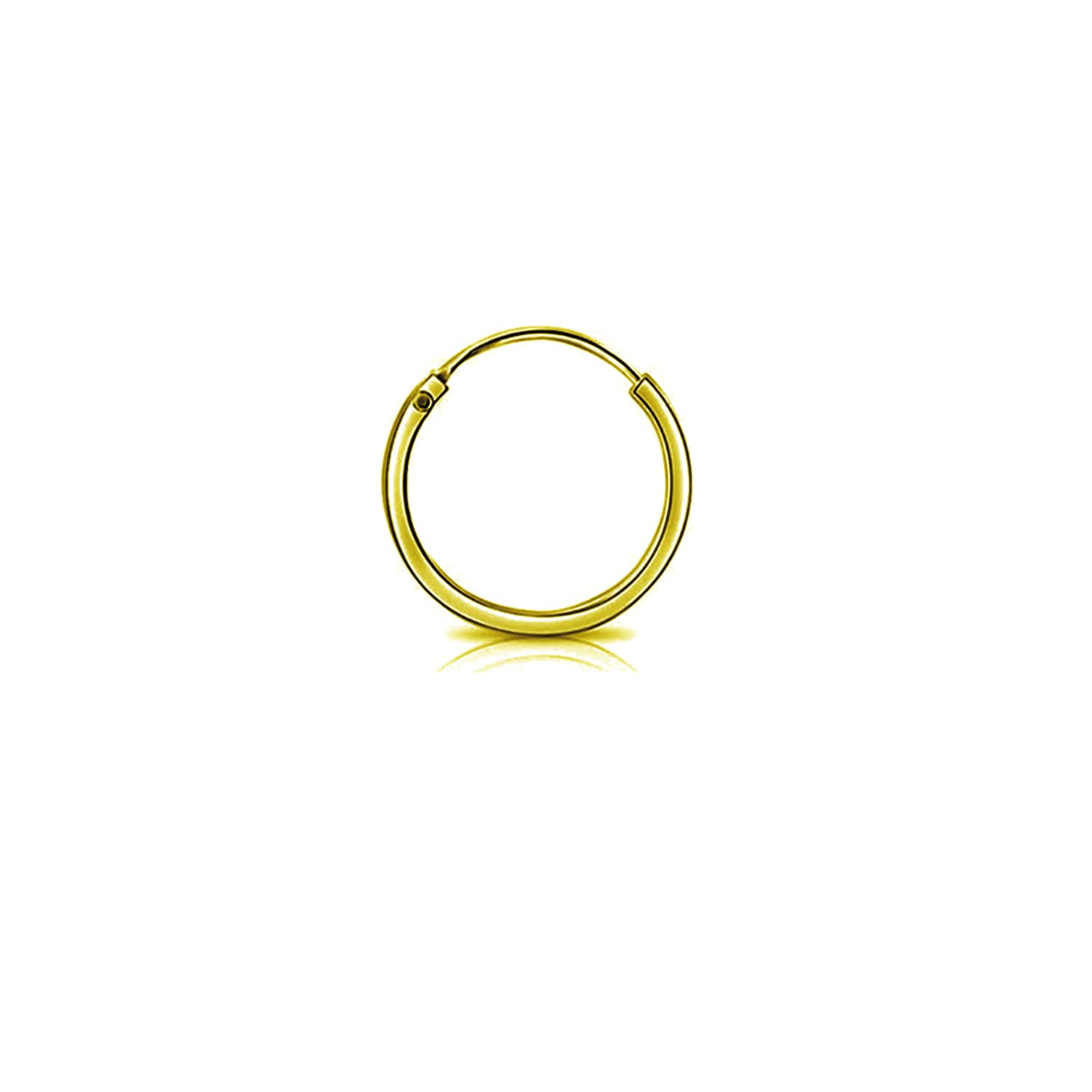 2mm Thick Men's Single Piece Flat Look Hoop Bali Earrings | Pure 925 Silver Gold Finish | Plain Round Piercing Ear Ring of 2X2mm Square Pipe | Gift Item for Women Men Girls Boys Kids, 1 Pcs-image-32