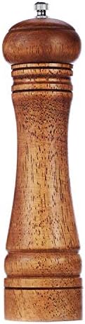 Wood Pepper Grinder Pepper Mill,Adjustable Coarseness Wooden Peppermill, Ceramic Grinding Mechanism Salt Mill Refillable - 8inch (1 Pack)