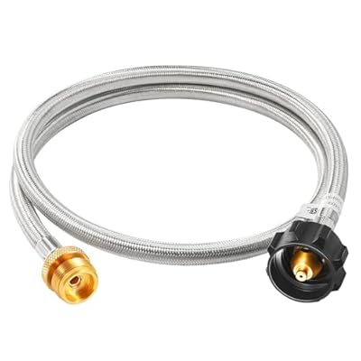 GasSaf 4FT Propane Hose, Propane Adapter Hose, Propane Adapter 1lb to 20lb Connection, Stainless Braided Propane Hose for Buddy Heaters, Weber Gas Grills, Blackstone Griddles and More