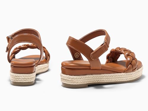 Image of Coutgo Girls Platform Sandals Espadrille Braid Open Toe Ankle Strap Wedge Sandals Summer Dress Shoes for Toddler /Little /Big Kids