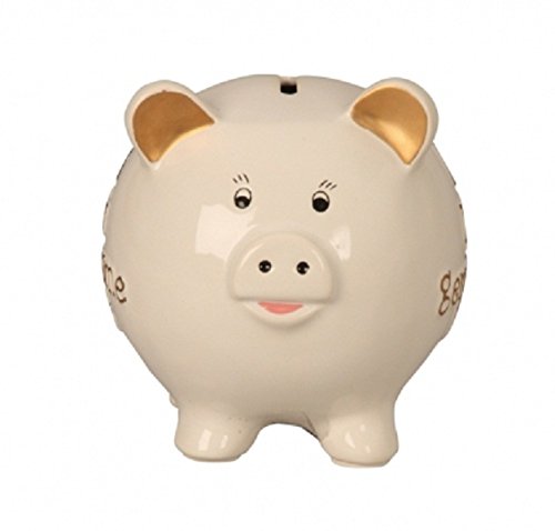 Geschenkestadl - Hucha de cerdito para boda (13,5 cm), pintada a mano, polipiedra