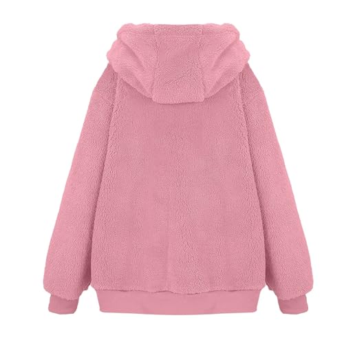 Girl's Winter Coats Long Sleeve Hooded Zip Up Jacket Soft Fuzzy Fleece Zipper Warm Hoodies Outwear with Pockets4