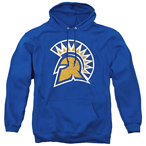 LOGOVISION San Jose State University Official Distressed Primary Unisex Adult Pull-Over Hoodie,Royal Blue, Small