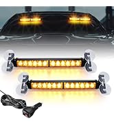 OPPBUY Amber 2 in 1 Traffic Advisor Light Bar Interior Windshield Dash Light Emergency Hazard War...