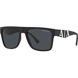 A&vert;X Mens AX4113S Rectangular Sunglasses&comma; Matte Black&sol;Dark Grey&comma; 55 mm