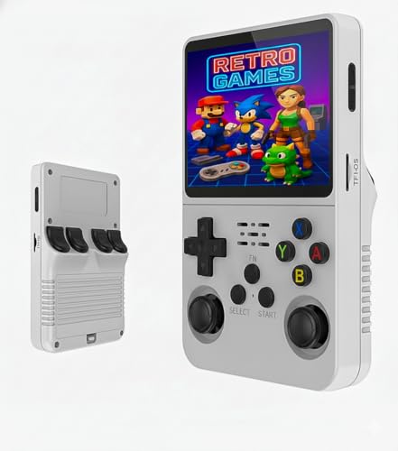 R36S Consola Retro portatil 2025, Compatible con hasta 20000 Juegos PSP, N64, NDS, SuperN, GameB, GBA, NeoG, PS1.Pantalla a Color de Calidad IPS, Miniconsola Arcade (Incluye Tarjeta)(Blanco)
