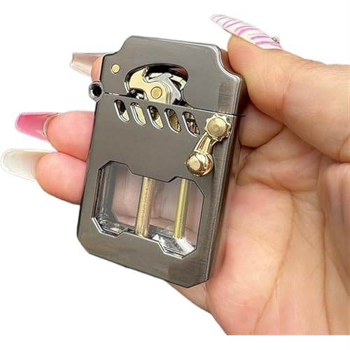 Encendedor de queroseno de metal con encendido de brazo basculante, reutilizable con tanque de aceite transparente, ideal para barbacoas, velas y actividades al aire libre, embalaje en caja de regalo