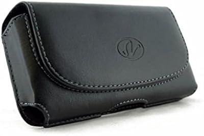 Black Horizontal Leather Case Side Cover Pouch Holster Belt Clip w Loops for iPhone 6, 6S, 7 - Google Pixel - Samsung Galaxy J3, J5, S7