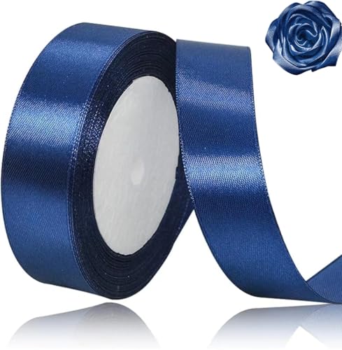 Navy Blue Ribbon 1 inchwide and 25 Yards Long, Suitable for handicrafts, Wreaths, Wedding Party Decorations, Christmas, Hair Bows, Floral Bouquets, Baby Showers and Gift Wrapping