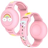 Kids Waterproof for Airtag Bracelet: DDDWJK Silicone Wristband Full Case Cover for Apple Air tag Holder, Anti-Lost Watch Band Hidden Accessories for Child, GPS Tracker Strap (Rainbow)