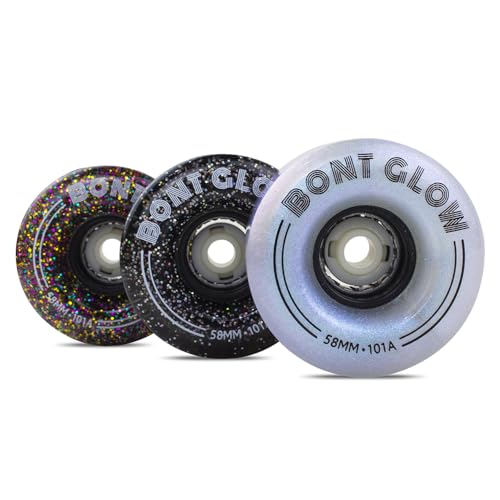 Bont LED Glow Indoor Roller Skate Wheels - 58mm x 32mm 101A - Pack of 4 (Obsidian Black)
