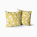 Happy Linen Company Fundas de cojín reversibles para niñas y niños con animales de granja contando ovejas YellowSquare 43 cm x 43 cm