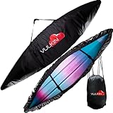 VULKIN Waterproof Kayak Cover, Tarp & Sun Skirt w/UV Protection for Fishing Kayak, Fishing Blind Port Hitch Bag. For Travel, Storage Dust Shield, Carrier with Sling 11-12ft Black