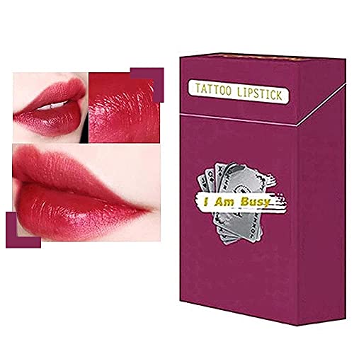 20 Pcs/Box Tattoo Lipstick Cotton Swab, Portable Disposable Non-Stick lipstick, Containing Natural Ingredients, Moisturizing lipstick For Women (Cherry )