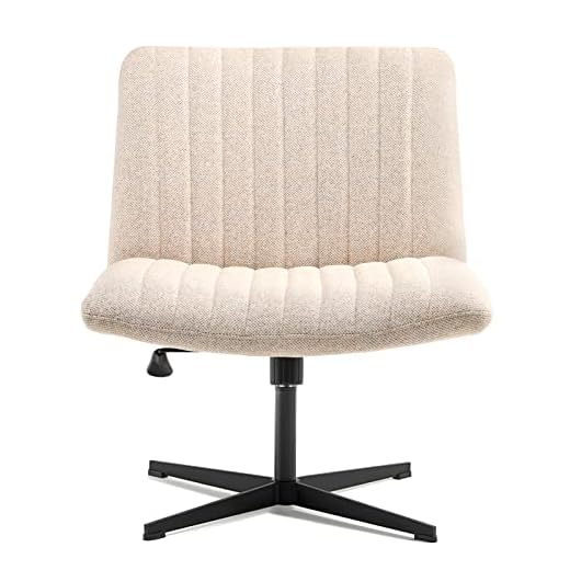 LEAGOO Armless Office Desk chair, Fabric Padded , Height Adjustable Wide Seat, Mid Back Ergonomic, Computer Task chair, Swivel Vanity chair with No Wheels (Mixed Color)