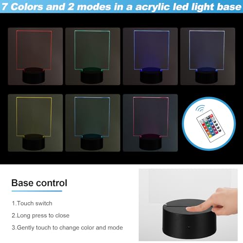 Viitech 10 Sets 3D Night Light, Touch Switch DIY Acrylic Lamp Base Set including 7 Color Changing and 2 Light Modes - Image 2