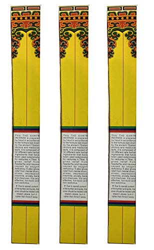 Tibetan Earth Incense, 8.5" Length - 3 Packs, 30 Sticks Per Pack #TOP1