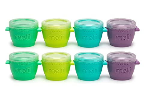Image of melii Snap & Go Baby Food Storage Containers with lids, Snack Containers, Freezer safe - Set of 8, 4oz
