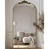   Arched-Full-Length-Mirror-71x28-Floor-Mirror-Freestanding-with-Carved-Metal-Frame-Bottom-Art-Carved-Full-Body-Mirror-for-HomeDecor-StandingHalling-Large-Wall-Mirror-for-Bedroom-Bronze