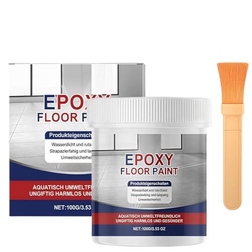 100G High-gloss Marble Effect Epoxy Floor Coating,Epoxy Floor Paint,Colored Sand Self Leveling Flat Paint,Anti-Slip & Wear-Resistant Imitation Marble Finish for Indoor & Outdoor Concrete(Gray)