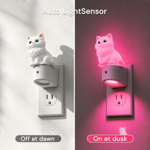 Image of L LOHAS LED Night Light for Kids,Dusk to Dawn Sensor,RGB+Soft White 3000K | Kids Night Light, Night Lights ,3D Cute Ragdoll Cat,Birthday Gift Nightlight for Kids, Room Decor
