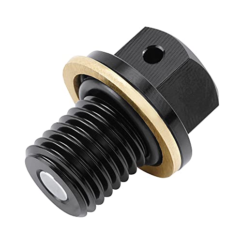 NICECNC Black M12 x 1.5 Magnetic Oil Drain Plug Bolt Dirt/Street Bike Compatible with Yamaha WR400F YZ125 YZ250G R YZ426F TTR250 TTR90,YZ250 YZ250X 2016-19 YZF-R25 YZF-R3 2015-18 MT-25 MT-03 2016-18