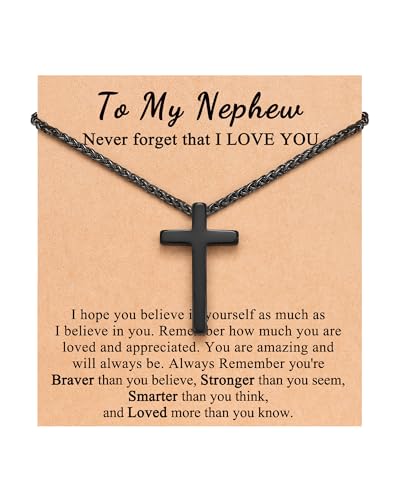 PINKDODO Nephew Gifts from Auntie/Aunt, Cross Necklace for Boys Valentines Birthday...