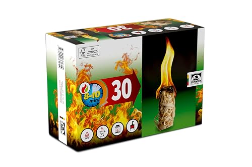 HANSA Holzwolle Anzünder 30 Stück – Natürliche Kamin- & Grillanzünder mit Langer Brenndauer (8–10 Min) – Umweltfreundliche FSC-zertifizierte Anzündhilfe für Kamin, Ofen & Feuerstelle