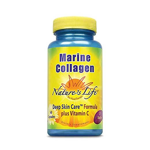 Nature's Life Marine Collagen Deep Skin Care Formula Plus Vitamin C | from Deep Cold-Water Fish | 30 Servings, 60 Caps