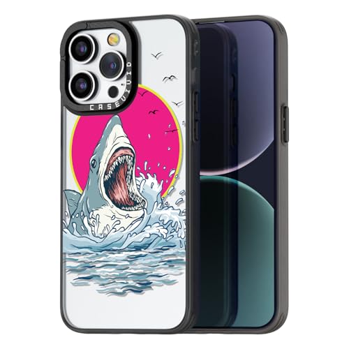 Coque iPhone 15 Pro requin noir - Protection mignonne et durable de 6,1 pouces pour femme