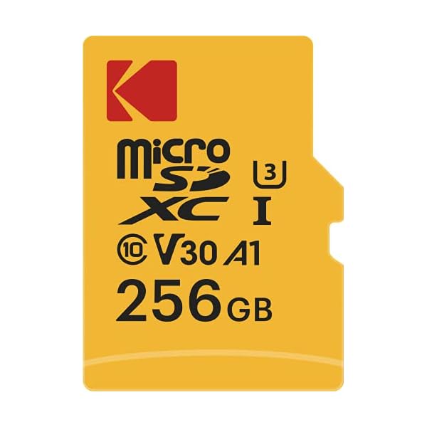 Kodak Ultra microSD-Speicherkarte 256 GB, UHS-I U3 V30 A1, Lesegeschwindigkeit bis 95 MB/s und Schreibgeschwindigkeit bis 85 MB/s, inklusive SD Adapter