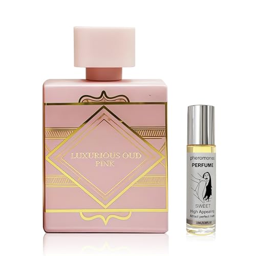 Women's Perfume Set 100ml Eau de Parfum + 10ml Pheromone Roll On Oil | Sweet Floral Gourmand Fragrance with Vanilla | Long Lasting Scent & Attraction Boost | Gift Set for Her (Luxurious oud pink)