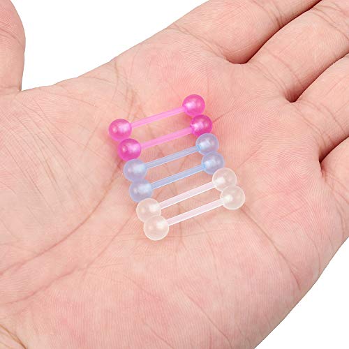 Ftovosyo 14G 16Mm Glow In Dark Flexible Acrylic Straight Tongue Nipple Ring Retainer Body Piercing Jewelry 6Pcs For Women Men Mix Color 1# #TOP5