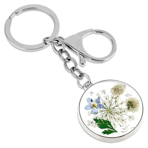 HIJKLUY Lace Flowers Flower Keychain,Cute Keychains for Women, Personalized Handmade Keychain,Dried Pressed Flower Keychain Charms,Gifting For Birthday,Mother’s Day, Christmas Cover