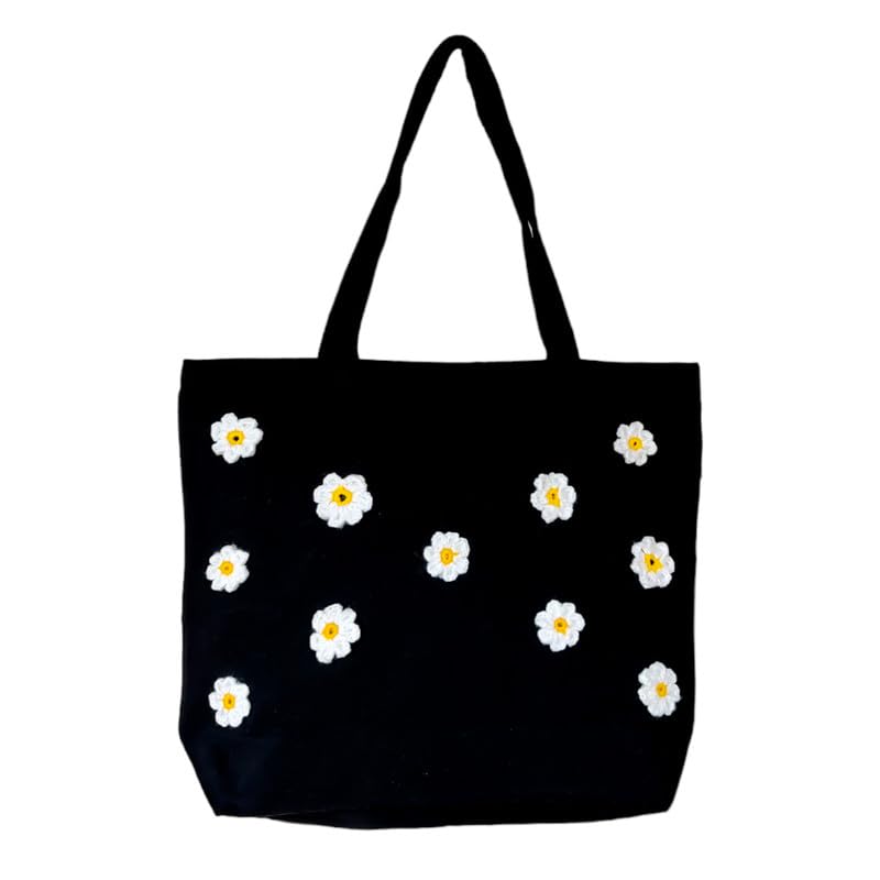 roundsun Eco-Friendly Crochet Design Canvas Horizontal Tote Bag | Main YKK Closer | Inner Pocket With Zip Clouser | 300 GSM Cloth | Handmade-picture-29