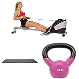 Sunny Health & Fitness Dual Function Magnetic Rowing Machine w/Digital Monitor, Multi-Exercise Step Plates, 275 LB Max Weight and Foldable - SF-RW5622
