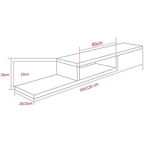Étagère rack TV set top box et support mural bois jaune clair - 3