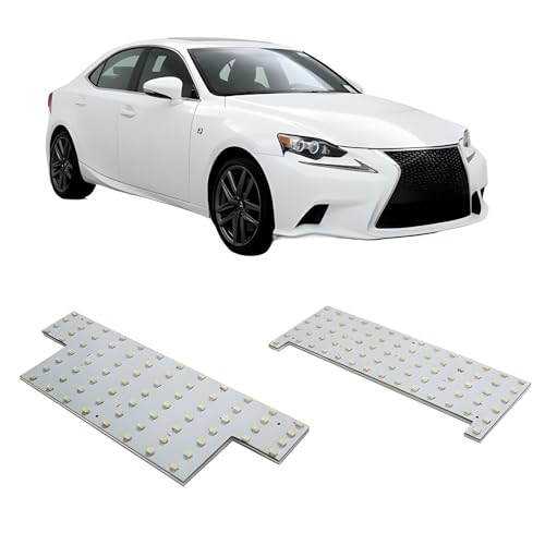 iJDMTOY 2pc Set 140-SMD Exact Fit LED PCB Panel LED Map/Dome Accent Kit Compatible with 2014-2016 Lexus IS250 IS350