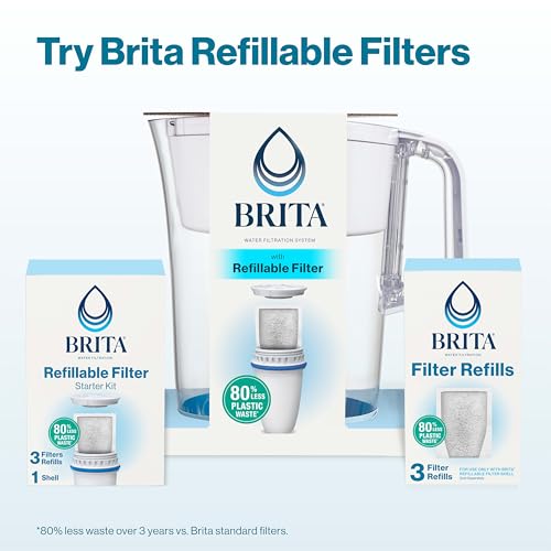 image for Brita Refillable Water Filtration System with Large 10 Cup Pitcher, Ta