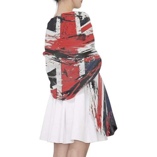 Uk Flag Silk Scarf Lightweight Pashmina Scarves Long Shawl Wraps Fashion Accessories for Women Girls (71’’x35’’)3