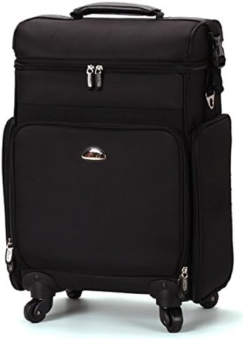 New Vanity Trolley case, vanity case, cosmetic case 39cm- 22cm x 23cmcm (Black Canvas Trolley)