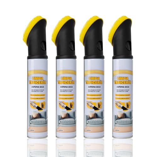 BESCH Limpiador Tapicería Espuma Seca para Coche y Hogar con Cepillo Integrado - Limpia Sofás, Alfombras, Sillones, Fórmula Anti-Olor y Fragancia Fresca – Limpieza Profunda de Tejidos